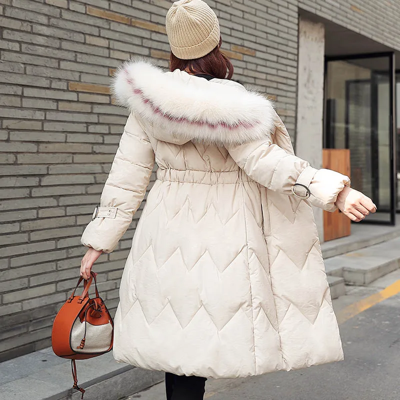 Winter parkas jackets new women's coats elegant fashion fur collar hooded thick long jacket winter snow coat parkas jackets