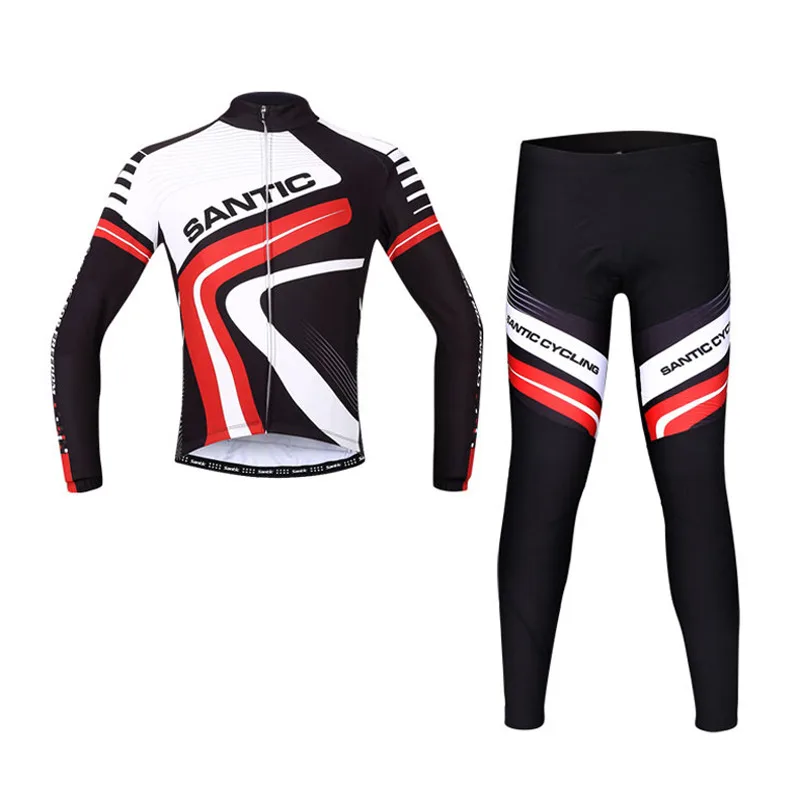 Santic Men's Spring Cycling Suits Full Zipper Jersey Set Clothing Bike