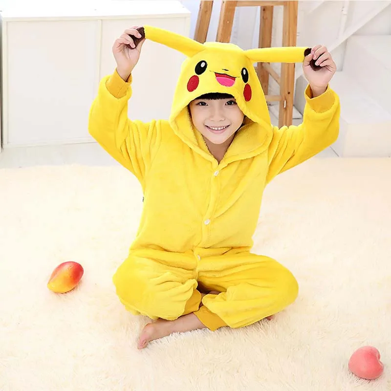 2017 Children Pokemon Pikachu Onesie Kids Girls Boys winter Kids