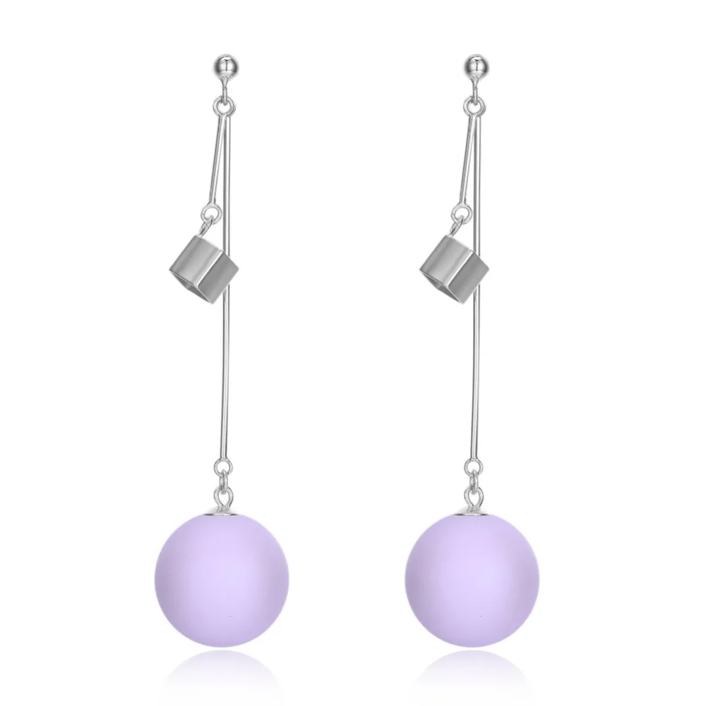 

Female Earrings Women Oorbellen 925 Sterling Silver 100% Real Silver Inlaid Big Purple Ball Earring Pendant Girl Fashion Jewelry