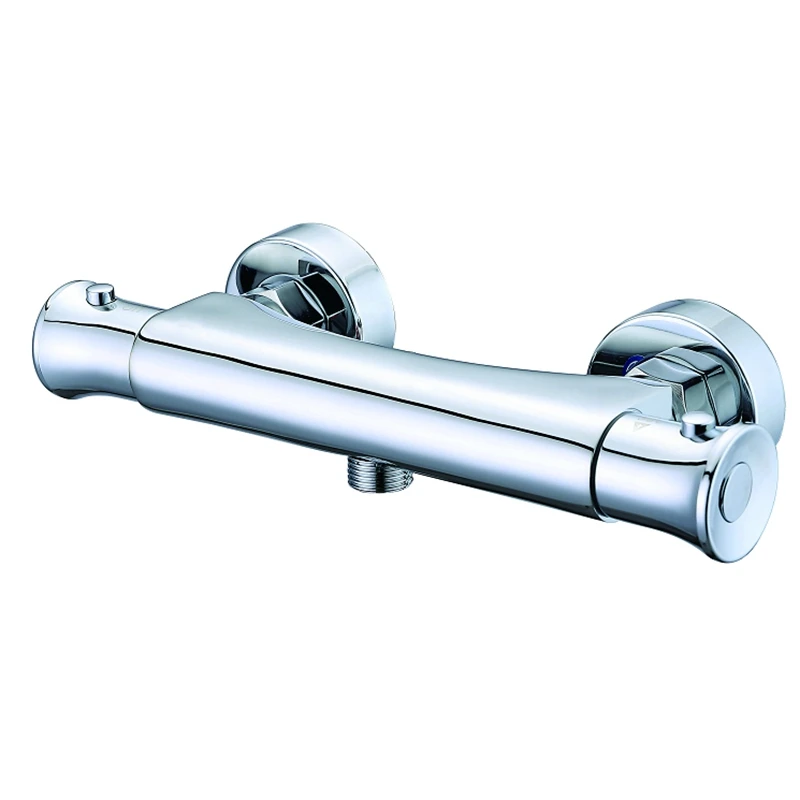 

Shower Faucet Exposed Cylindrical Thermostat Mixer Diverter Silvery Metal