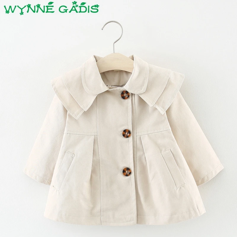 

Autumn Baby Girls Solid Long Sleeve Lapel Collar Princess Party Trench Coat Children Kids Jacket Outerwear casaco roupas de bebe