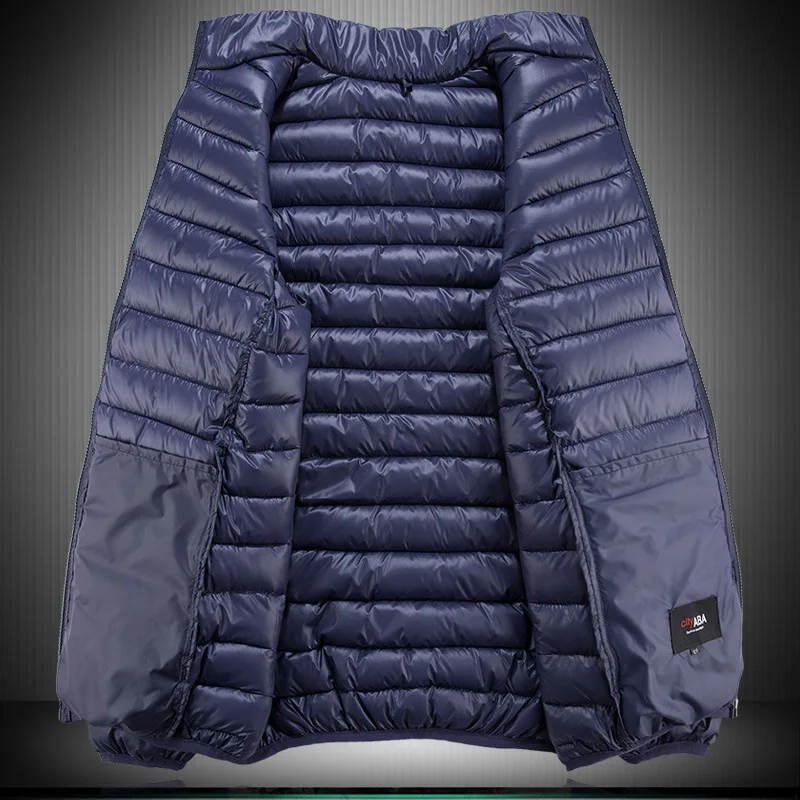 Большие размеры 4XL 5XL 6XL 7XL 8XL 9XL мужская легкая пуховая куртка с стоячим воротником пальто зимнее платье тонкая Модная парка 120