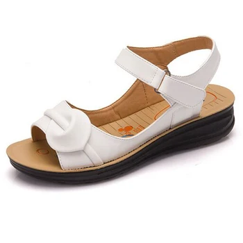 

Big Size 25-61 Summer Women Genuine Leather Sandals Vintage Ladies Flat Sandials Ankle Strap Fashion Casual Platforms Soft Shoes
