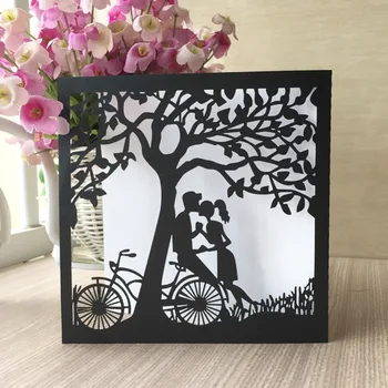 

30pcs/lot Laser Cut Tree Design Wedding Invitations Elegant Party Supplies Greeting Gift Card Anniversary Celebration