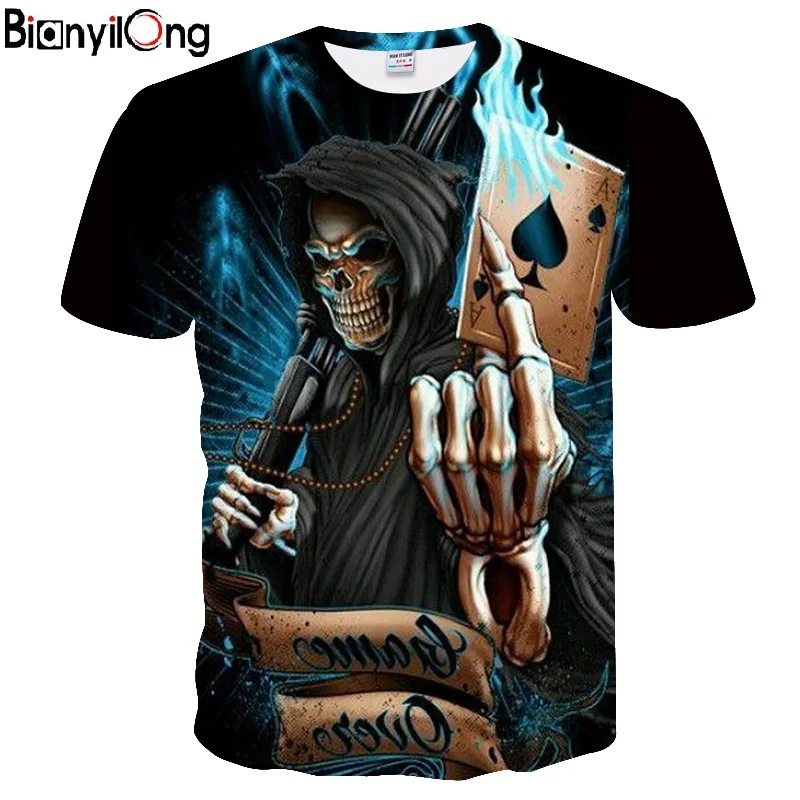 

2018 New Cool Men/Women 3d Print Skull Paper Playing Cards Spades A Hip Hop TShirts Summer Tops Tees Fashion 3D shirts