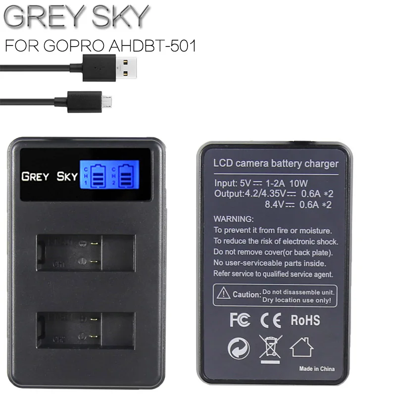Для go pro hero5 hero4 hero3 AHDBT 501 401 301 Зарядное устройство USB светодиодный 3-Порты и разъёмы Зарядное устройство с Тип C Порты и разъёмы для Hero7 6 5 4 3 зарядное устройство для камеры - Цвет: hero5 charger