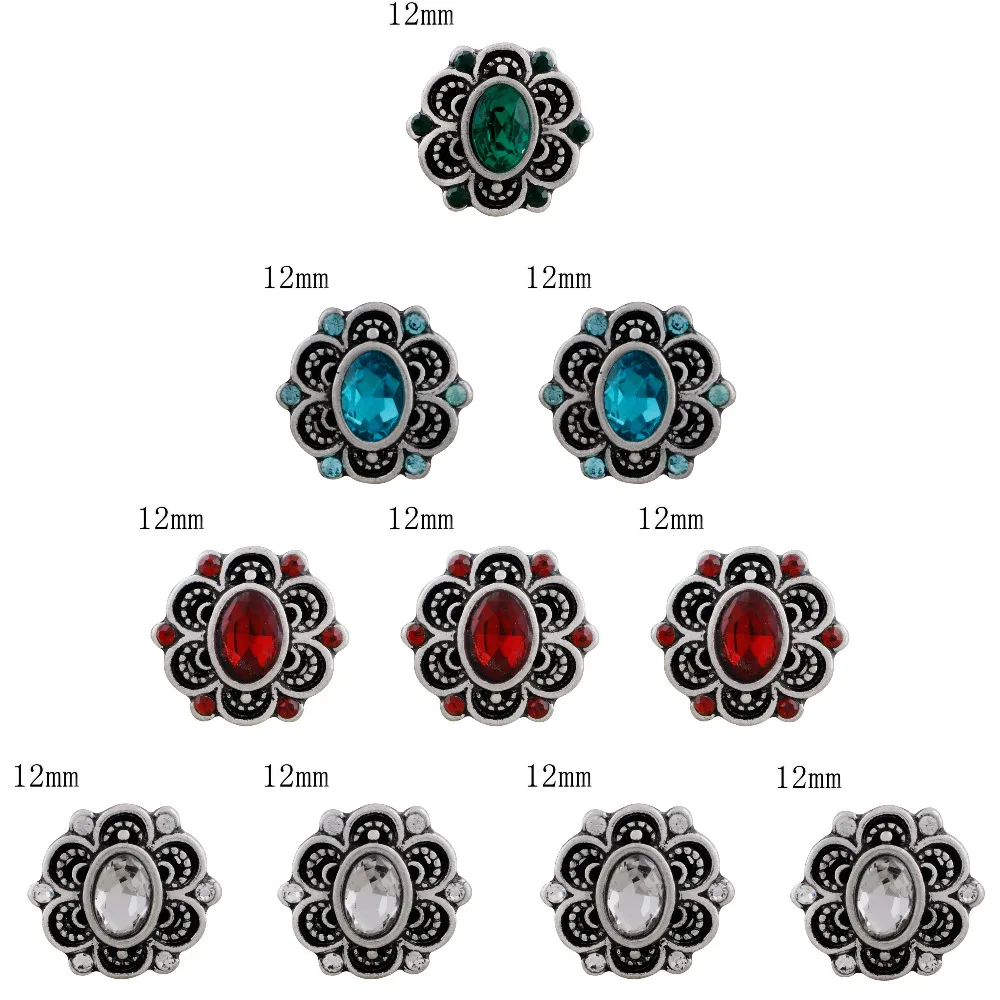 

5pcs/lot classical Interchangeable Color Rhinestones DIY Snaps Buttons fit 12mm Snap Jewelry Snap Button Bracelets Necklaces