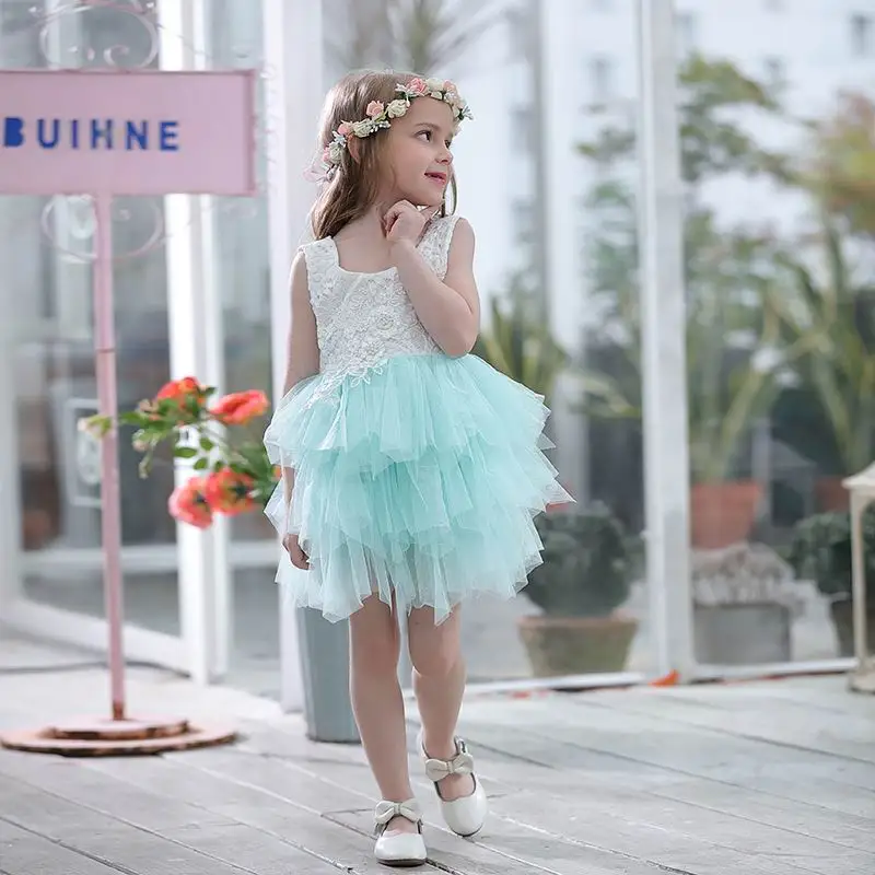 Skup Lato nowy koronkowa sukienka dla dziewczynki gaza księżniczka kamizelka do sukienki dziewczyna letnia sukienka imprezowa warstwowa sukienka odzież dla dzieci E16900