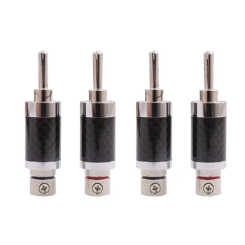

4 pcs Carbon Fiber Shell Rhodium plated Audio Speaker Cable Banana Plug Connector