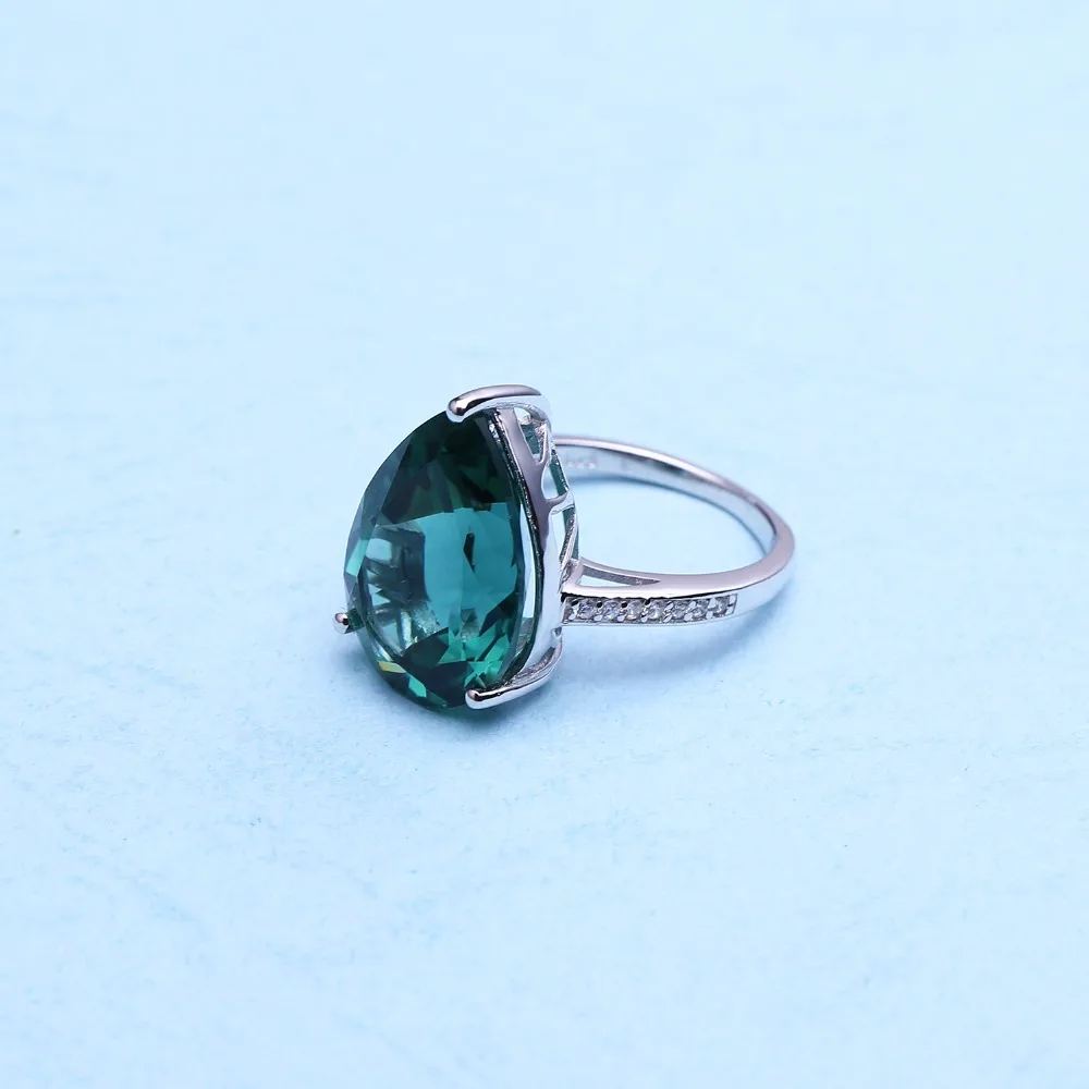Gem's Ballet Роскошные 10.68Ct нано кольцо с зеленым аметистом Soild 925 пробы серебряные капли воды, кольца для женщин Свадебные ювелирные изделия