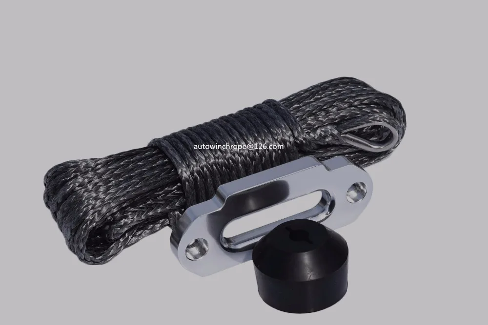 أسود 6 ملليمتر * 15 متر قارب ونش ونش fairlead و ونش حبل إضافة 4000lbs stoppper ، atv الونش الخط ، uhmwpe حبل