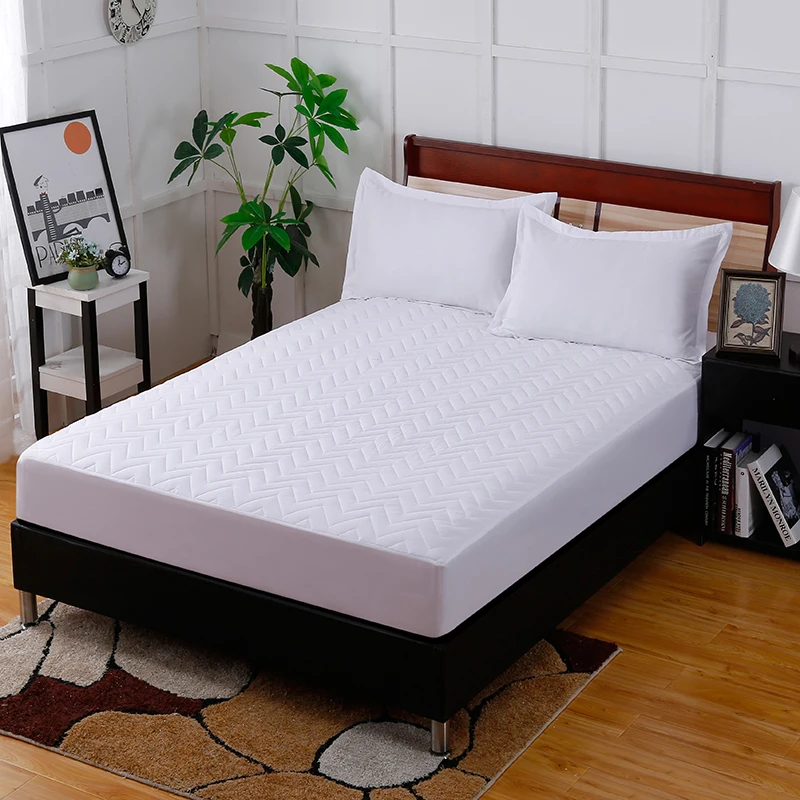 

A Variety Of Colors Available Pure White Embossed Cotton Polyester Fitted Sheet Bedding Bed Covers Mattress Cover Protector Soft