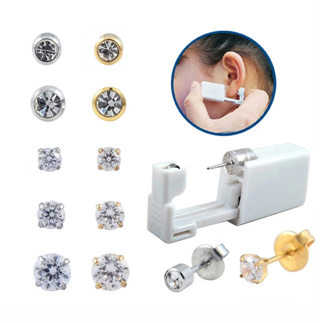 10piece Sterilized Disposable Ear Piercing Units Clear Crystal Prong