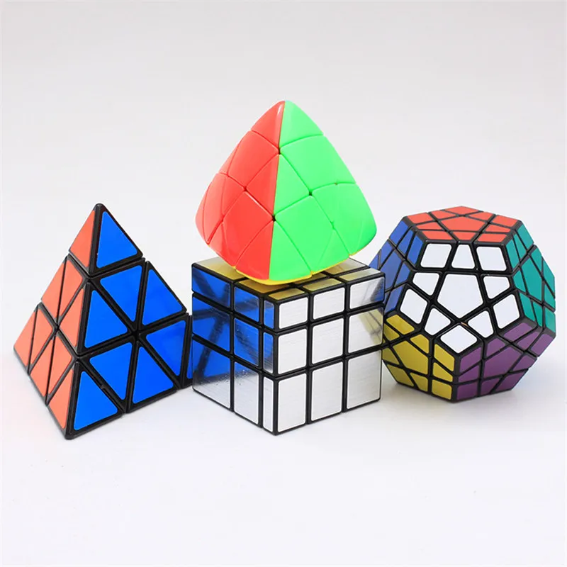 4Pcs/Set Megaminx Dodecahedron 12 Sided Speed Magic Cube Profession Shaped Pyramid Mirror Puzzle Educational Toys For Kids | Игрушки и
