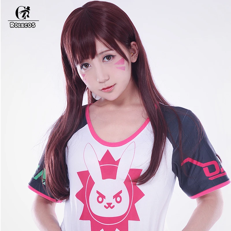 

ROLECOS Game PlayWatch Magazine Cover Cosplay Costumes D.Va Hana Song Mercy Angela Ziegler Huge Rez T Shirt Cosplay Costumes