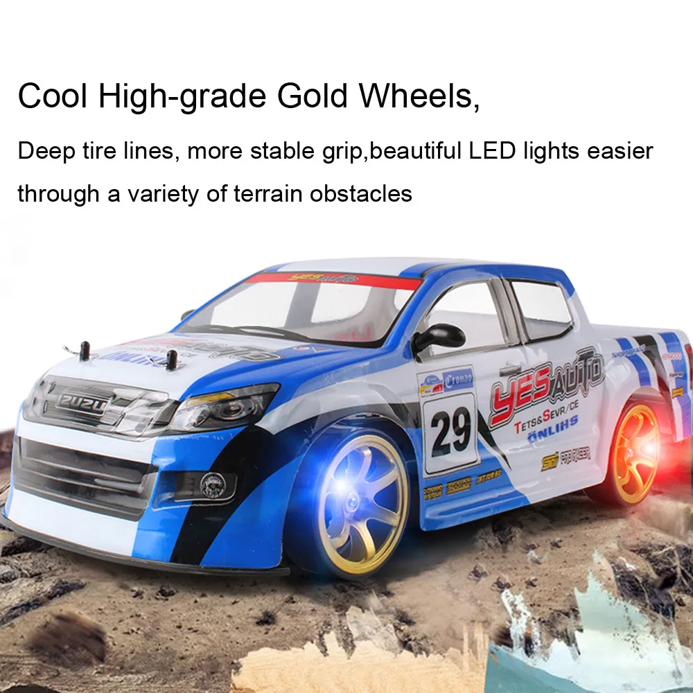 1:10 70 км/ч 2,4 г RC автомобиль 4WD Двойной аккумулятор высокой мощности Светодиодный гоночный автомобиль большой четырехколесный привод автомобиль Дрифт гоночная модель игрушки
