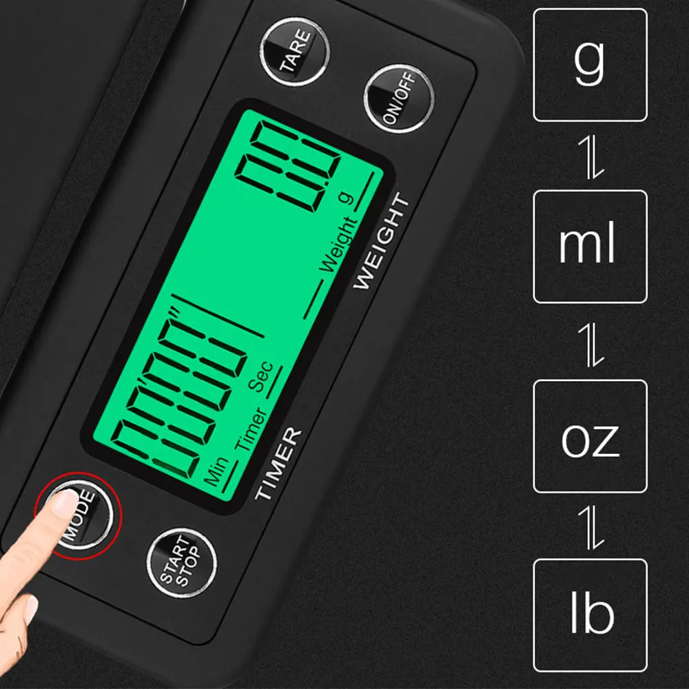Skup 3kg 5 kg 0.1g LCD waga cyfrowa waga kawy przenośny Mini Balance timer elektroniczny kuchenna kawa waga do żywności czarny brązowy