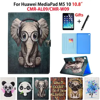 

Cartoon animal Pattern Case For Huawei MediaPad M5 10 10.8" CMR-AL09 CMR-W09 Cover Funda Tablet Stand Capa Shell+Film+Stylus