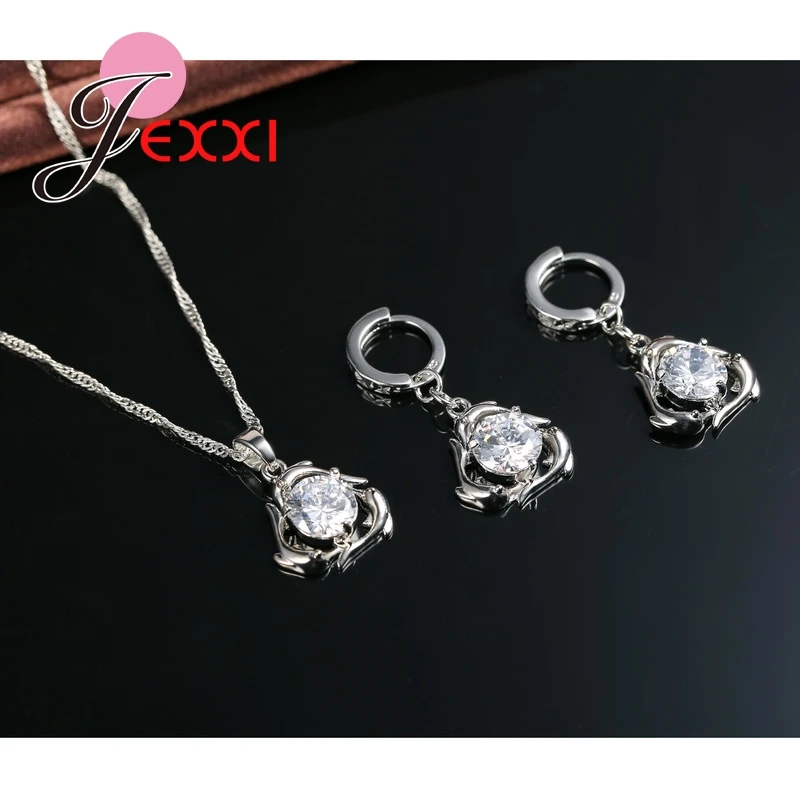 Женский ювелирный комплект из колье и серёг серебра 925 пробы|jewelry sets|earrings necklace jewelry