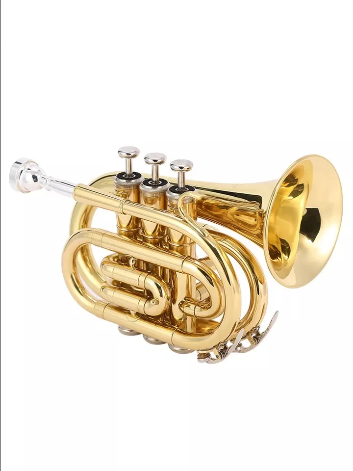 Portable brass instrument in small size B flat palm Trumpet