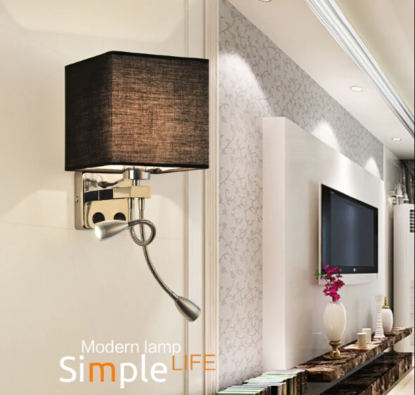 

Modern Creative Fabric LED Wall Lamp Band Switch,Stainless Steel LED Reading Light For Home Lightings Lampara Pared,E27