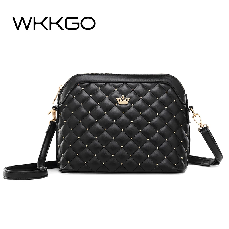 

WKKGO New Shell Rivet Fashion Imperial Crown Handbag Women Shopping Shoulder Pack Clutch Bag Small Lady Messenger Crossbody Bags