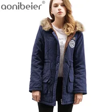 Aonibeier Parkas Women Coats Fashion Autumn Warm Winter Jackets Women Fur Collar Long Parka Plus Size