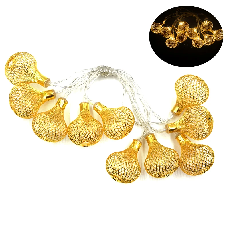 Lantern Holiday Lighting Gold Color Metal LED Strings AA Fairy Lamps Indoor Party Wedding Girl's Room Decoraton Lights IY310224 | Лампы и