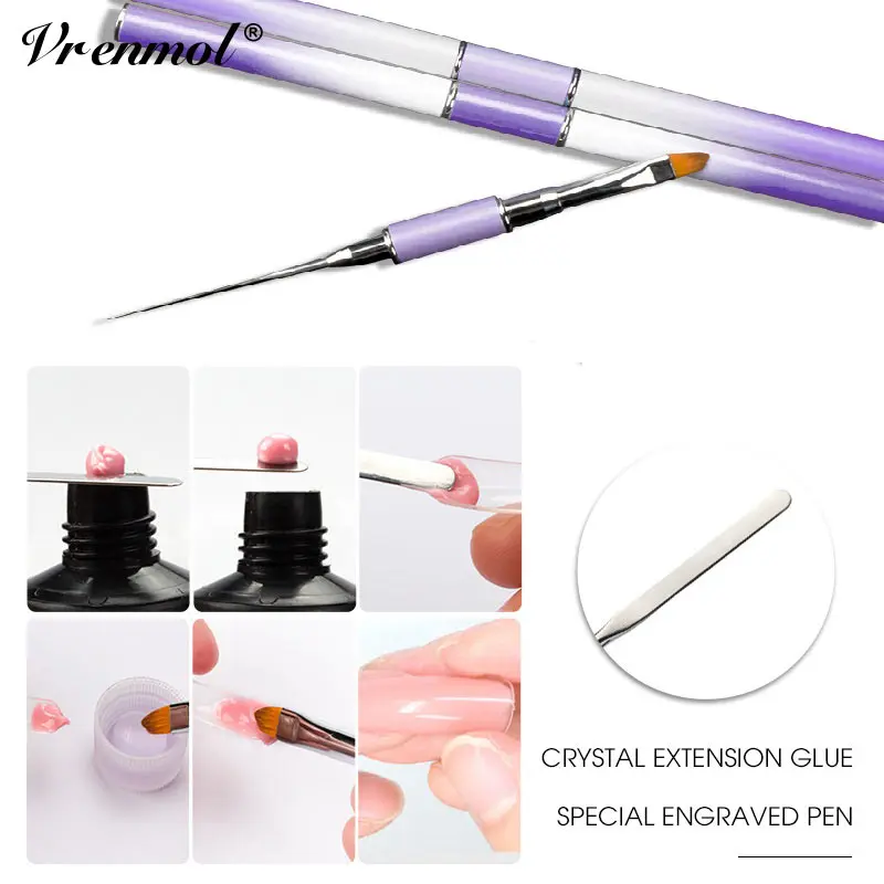 

Vrenmol Poly Gel Nail Brush Dual-ended Slice Shape Tool for Polygel Nail Tips Quick Extension Building Acrylic Kit