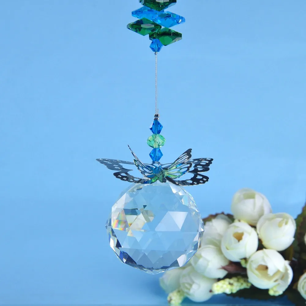 H& D 30 мм Хрустальный шар Призма Suncatcher окно висячие орнамент дома свадебное украшение ручной работы подарок(синий