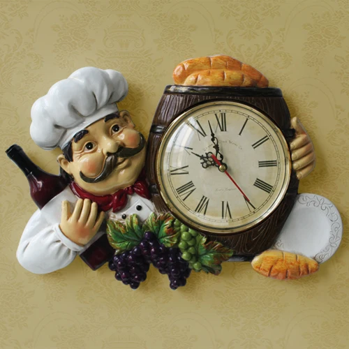 European Wine Chef Kitchen Wall Clock Personalized Retro Clock