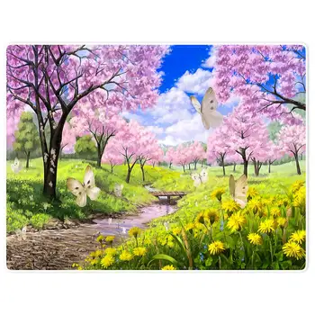 

HommomH Beautiful Spring Cherry Blossom Butterfly River Grass Pink Blanket Throw Comfort Warm Soft Plush Throw For Sofa