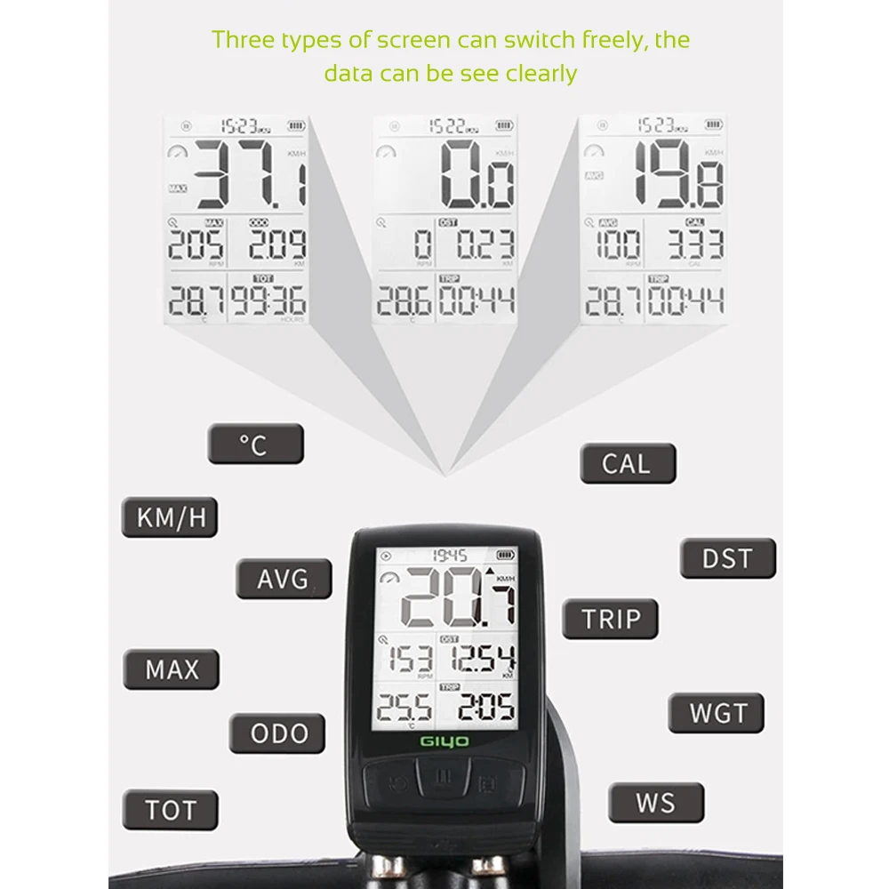 GIYO Bicycle Computer Backlight Waterproof M4 Bicycle Stopwatch Speedometer For Bicycle BT Wireless Rode Speedometer Odometer