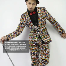 S-5XL! для мужчин Фирменная Новинка Модные леопардовые Красочные печати пресс костюм певица костюмы этап торжественное платье плюс разме