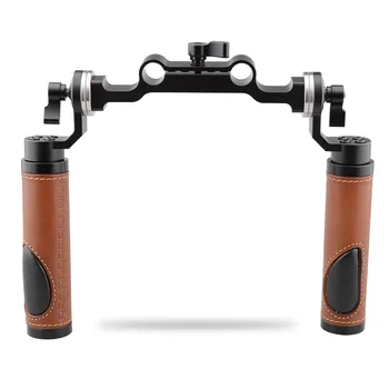 

CAMVATE Style Rosette Handgrips (leather) & 15mm Rod Clamp Railblock for DSLR Handle Shoulder RigC1617