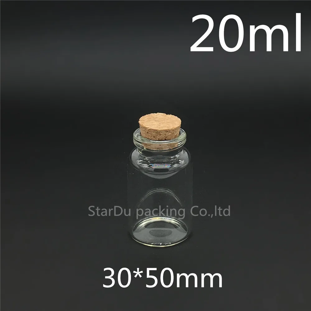 Free Shipping 50pcs/lot 20ml 30*50mm Wishing Glass Bottle With Cork ,highquality 20cc Glass