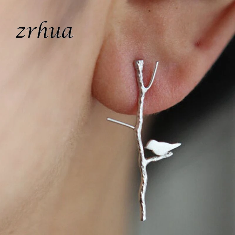 ZRHUA шикарные элегантные серебряные серьги с веткой для женщин массивные птицами