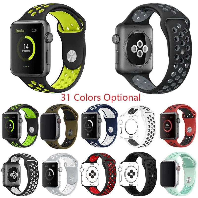 

Kingburge Sport Bands Compatible For Apple Watch Band 38mm 40mm 42mm 44mm Breathable Soft Silicone Strap Replacement Band