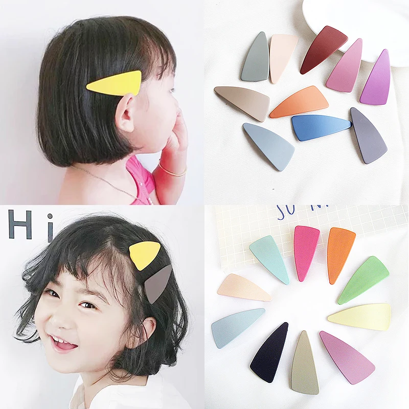 

LNRRABC 2018 New Arrival 11 Colors Triangle Geometrical Seaside Dull Polish Candy Color Allergy Free 1PC BB Practical Hair Clip
