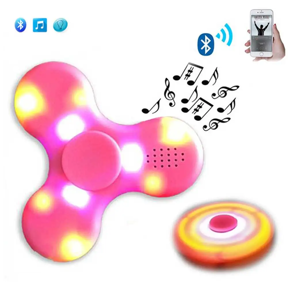 Fashion Bluetooth Speaker Hand Spinner LED Light ABS Rechargeable Relieve Stress Hand Finger Music Gyro Fingertip Toys Y