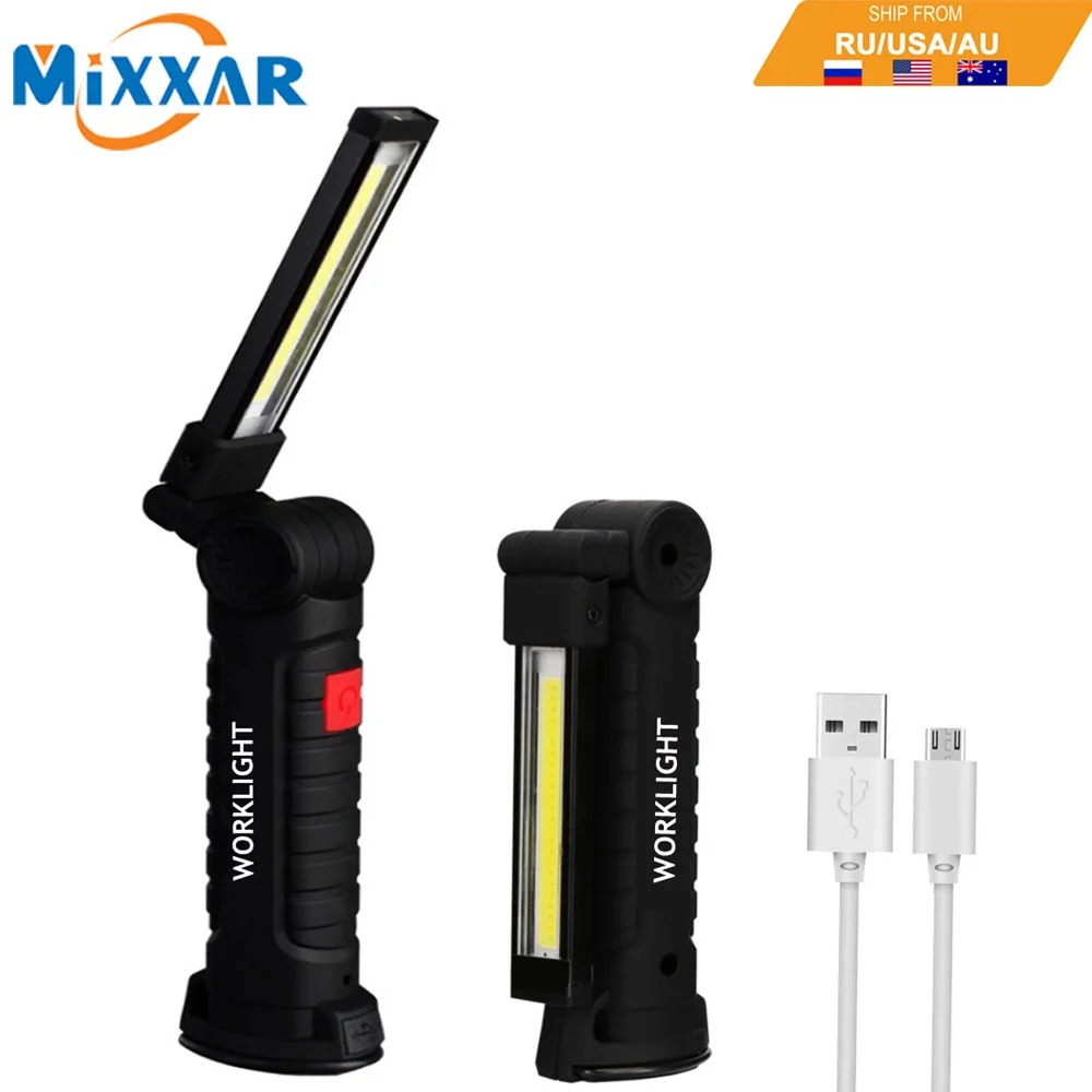 

zk20 Dropshipping USB Rechargeable LED Flashlight COB Portable Work Camping Travel Light Magnetic Hook Inspection Lamp Lantern