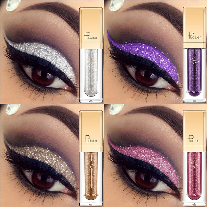 Liquid Glitter Eyeshadow Metallic Pigment Eyes Makeup 18 Colors Shimmer Eye Shadow Liquid Waterproof