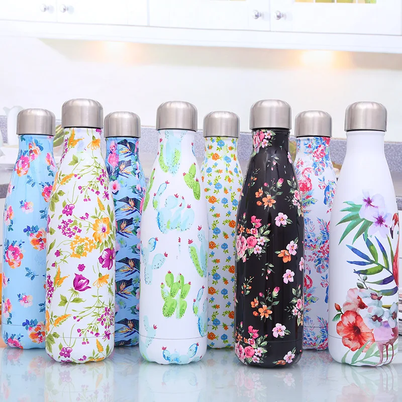 

500ml Insulated Cup Water Bottle Flamingo Starry Sky Stainless Steel Thermos Travel Sport Vacuum Cup Thermo Bottle Gift