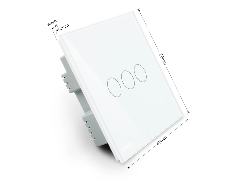 Livolo белая кристальная стеклянная панель, сенсорный выключатель, стандарт Великобритании, сенсорный светильник/настенный светильник, сенсорный выключатель переменного тока 220-250 В VL-C303-61