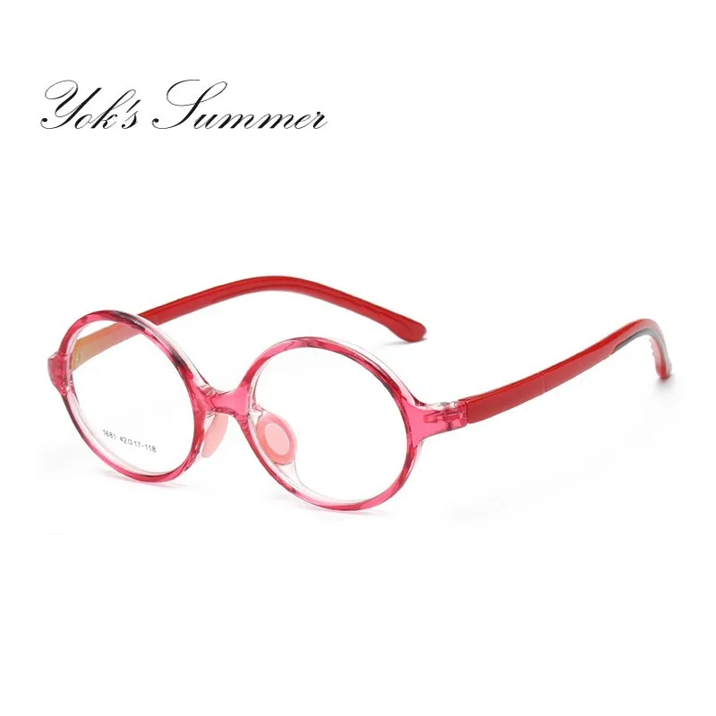 Винтажные круглые детские оптические очки, Ультралегкая оправа TR90, студенческие очки по рецепту, оправа, Детские простые очки CN1163 - Цвет оправы: C3 Red
