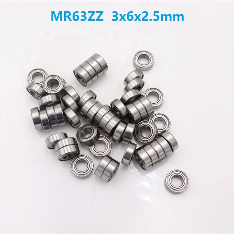 

100pcs/lot high quality MR63ZZ miniature ball bearing MR63 MR63-2Z shielded deep groove ball bearings 3x6x2.5 mm