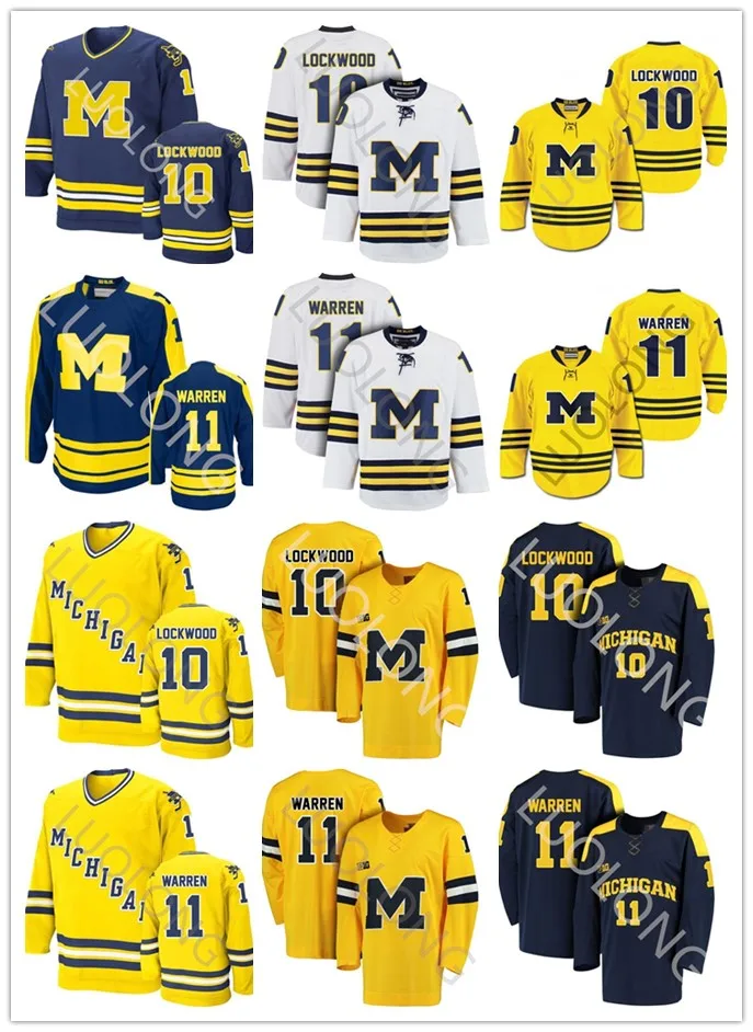 Michigan Wolverines 10 Will Lockwood 11 Brendan Warren Hockey Jersey
