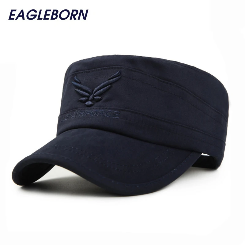 

2018 Brand New Eagleborn US AIR FORCE Breathable Cotton Army Captain Tactical hats for men Vintage Flat Roof Military Caps