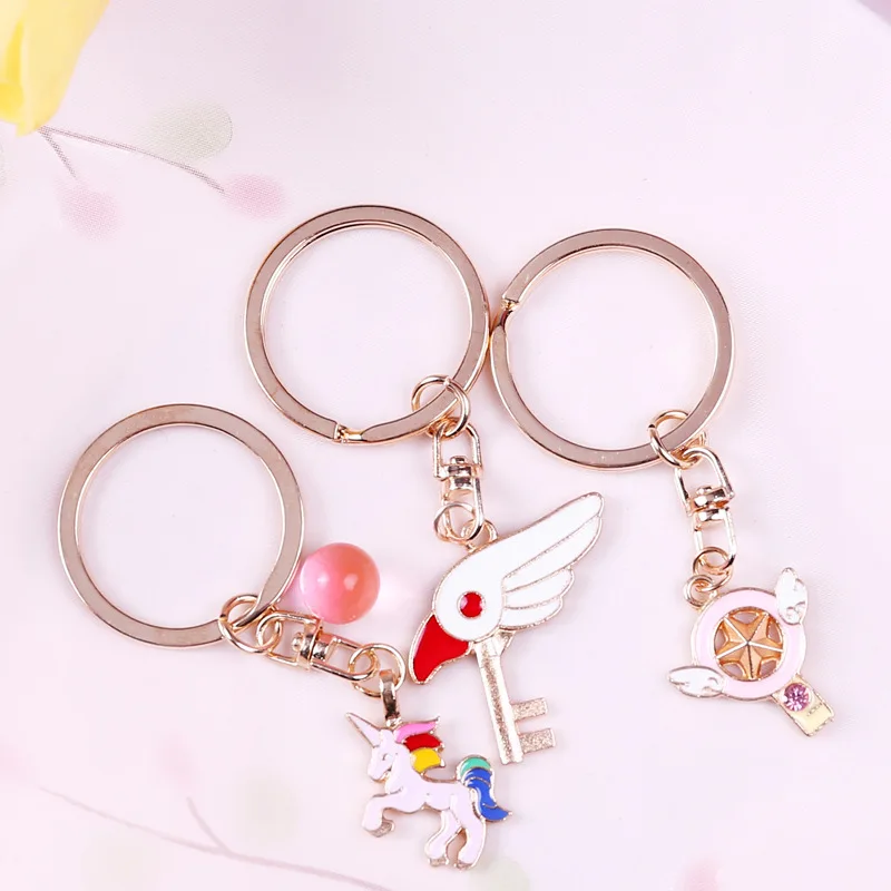 

Cartoon Key Wallet Pendant Keychain Cute Animal Cat Magic Wand Pattern Metal Student Gifts Decoration Purse with Key Chain